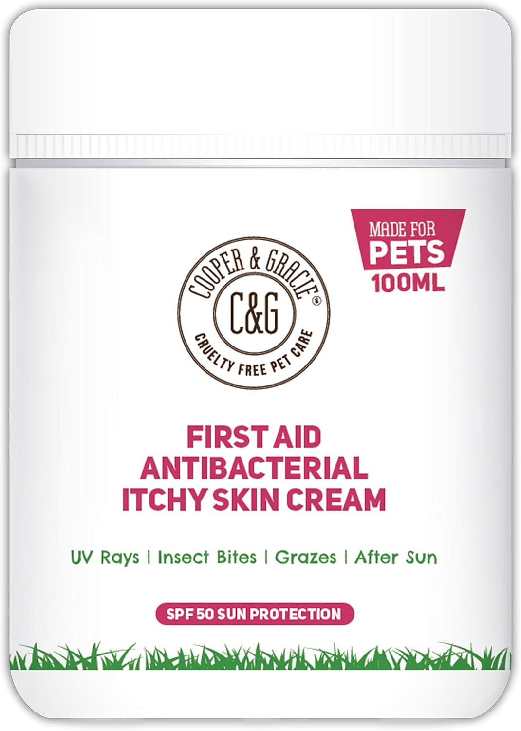 C&G Pets First Aid Antibacterial Itchy Skin Cream with SPF 50, White, 100 ml (Pack of 1)