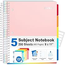 Amazon.com : SUNEE 5 Subject Notebook College Ruled - 400