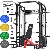 Major Fitness Drone2 Advanced Training Smith Machine &ndash; All-in-One Home Gym Squat Rack with Aluminum Pulley Set, Weight Bar, Dual LAT Pull-Down Systems &amp; Cable Crossover Machine for Full-Body Workouts