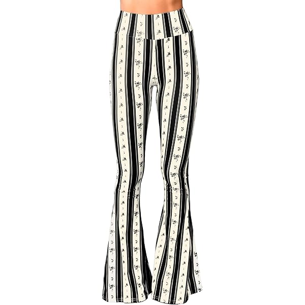 Women Flower Printed Flare Pants Spring Summer Tight-Fitting Hip