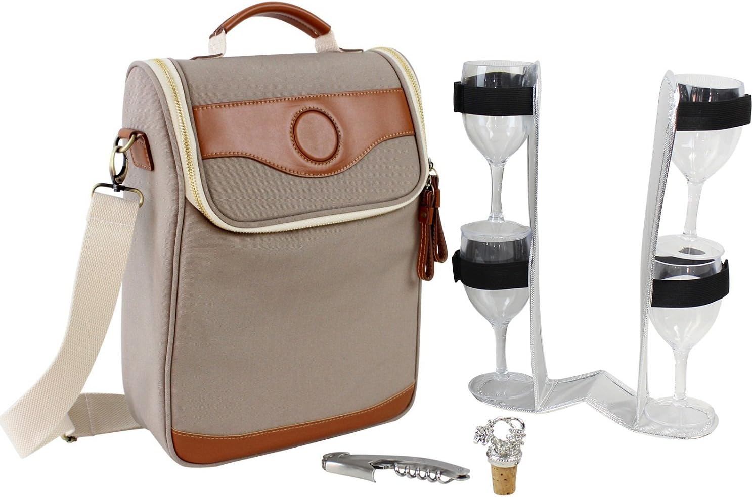 Linkidea Wein-Tragetasche Blau - Isolierte Kühltasche Für 2 Flaschen