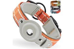 Airtag Dog Collar, CollarDirect, Reflective Dog Collar for Apple Air Tag for Large, Medium, and Small Dogs (Orange, L (16.5-2