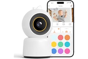 Cheego Orange 1296p HD Smart Baby Monitor with Camera and Audio, 2-Way Talk, Lullabies, Night Vision, Humidity & Temp, Multicolor Night Lamp, Includes SD Card, Free A.I. App, Secure Wi-Fi Video Camera