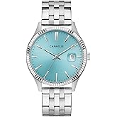 Caravelle by Bulova Men's Dress 3-Hand Date Quartz Watch, Stainless Steel, Coin Edge Bezel, 41mm