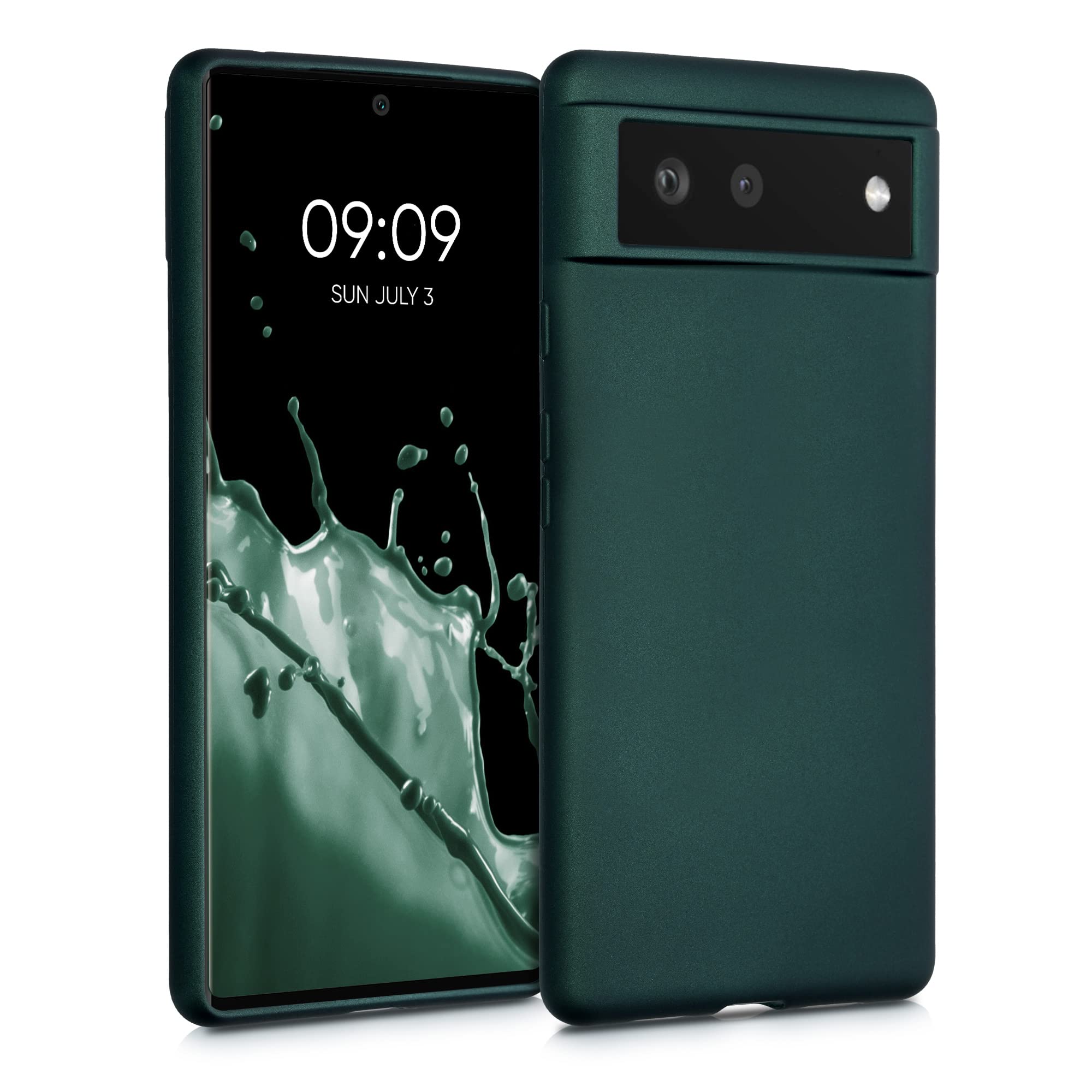 kwmobile Case for Google Pixel 6 Case - Soft Slim Metallic TPU Silicone Cover - Metallic Teal โ image 1