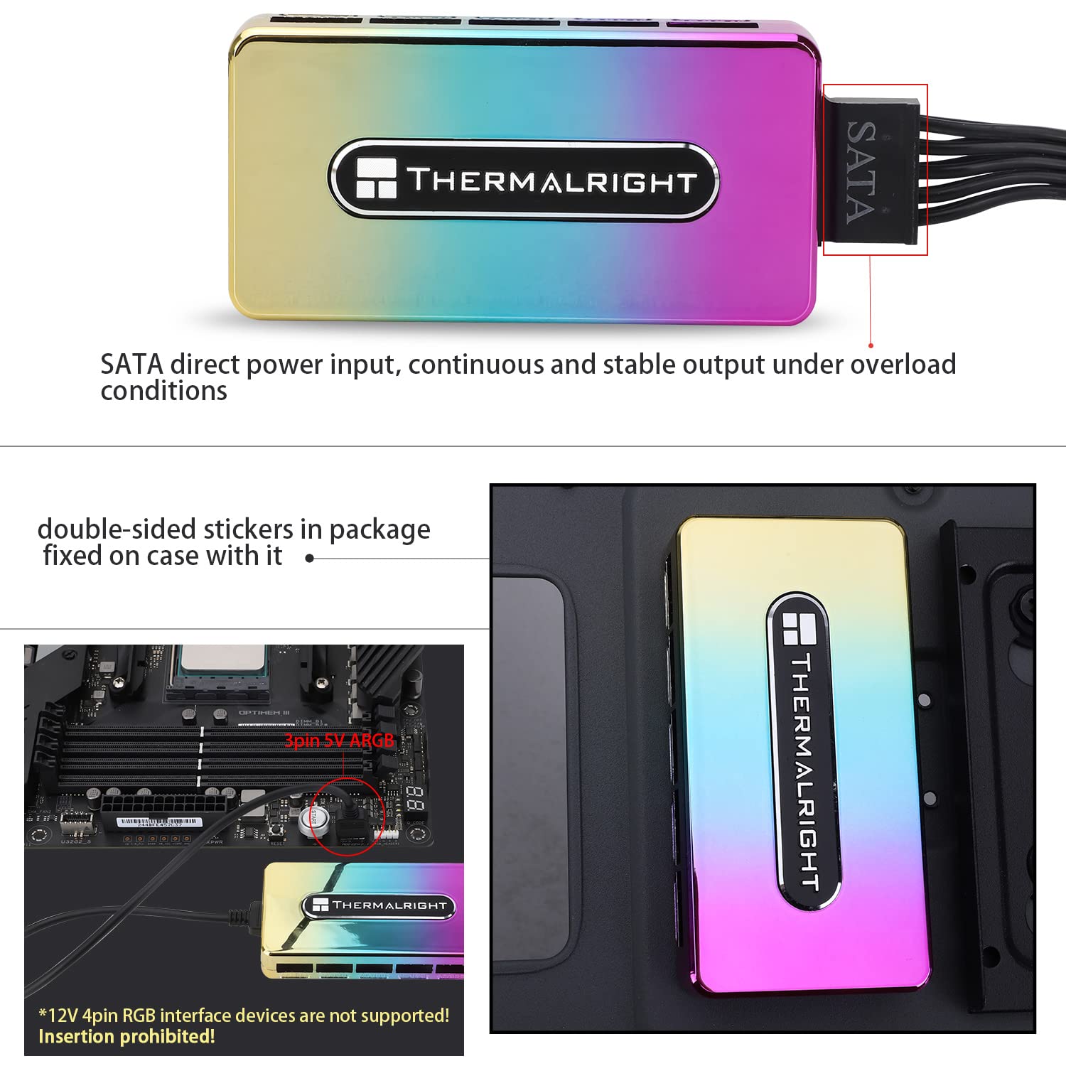 Thermalright ARGB Fan HUB Controller Support 8 Groups of Fans, 8-Port 3 Pin PC Fan Controller, 5V Fan Hub, Strong Paste+Magnetic Suction (FAN HUB ARGB REV×10)