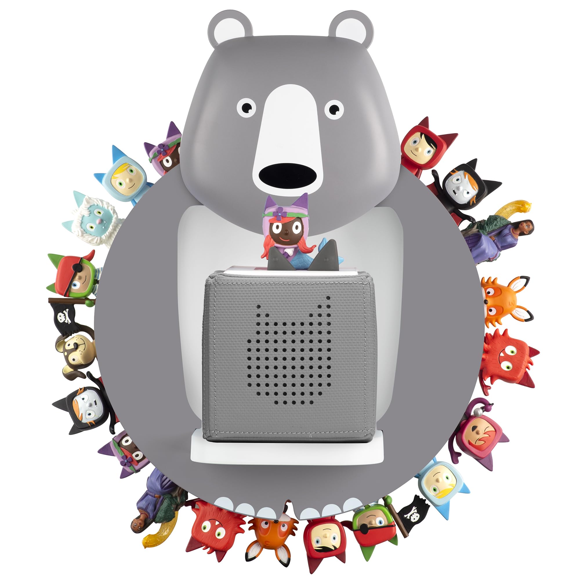 Xozoyo Tonies Shelf Wall Floating tonie Shelves for Toniebox, 30-48 Figures Storage Bear-Shaped tonies storage for Children's Rooms and Nurseries (Grey)