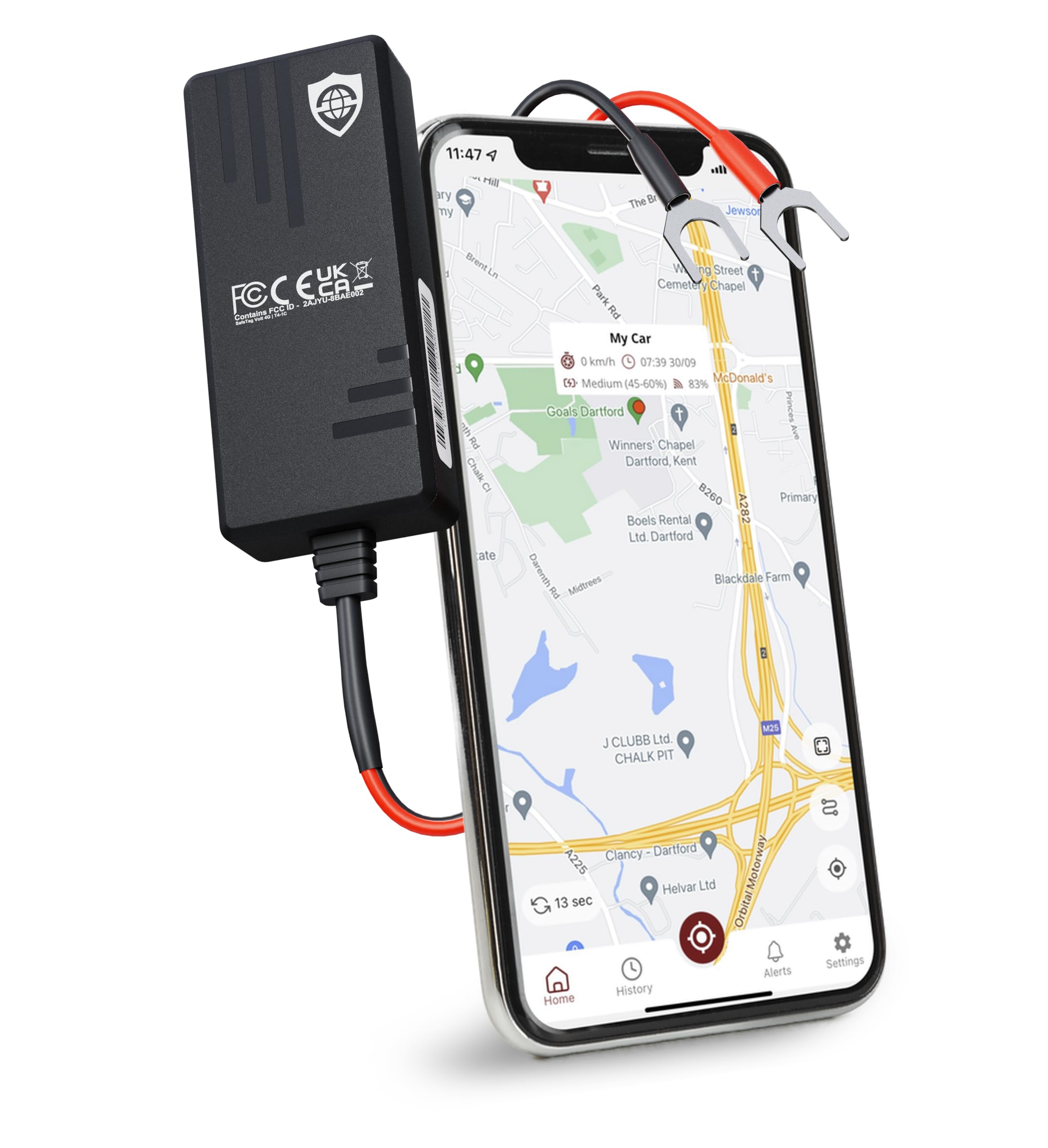 SafeTag Volt 4G - Real Time 4G GPS Tracker for Car, Van, Motorbike, Caravan, & More. 9-48V Easy Self Install, Live Tracking & Instant Alerts, 7 Day Free Trial & SIM Included, Designed in the UK