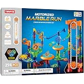 Timwyse 294pcs Marble Run Building Set with Motorized Elevator. | Motorized Elevator,2 Stunt Trampolines, 30 glow in the dark Marbles, 30 classic glass marbles,Storage Bag, STEM Toy.