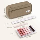 WEMATE Large Pencil Case 9x4.3x2.4in Big Capacity Canvas Organizer Brown view 5