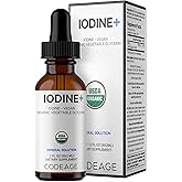 Codeage USDA Certified Organic Iodine Drops - 250 Mcg Per Serving - 1+ Year Supply - Liquid Iodide Supplement - Pure, Clear Iodine - Vegan Potassium Iodine Liquid Drop - 2 fl oz