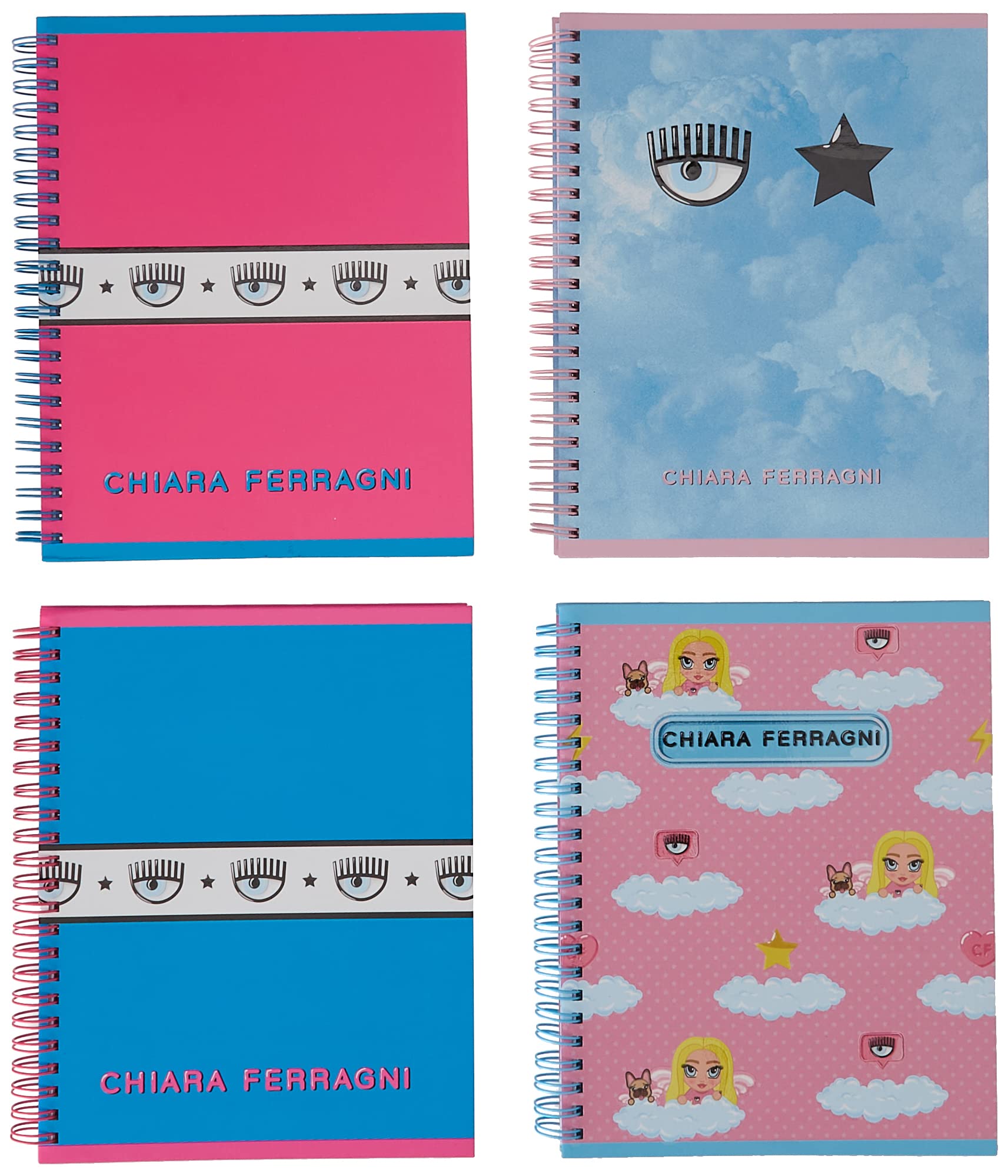 Pigna Chiara Ferragni Skip Notebook A5 Pack of 4, 02317985M, F.to A5-15 x 21