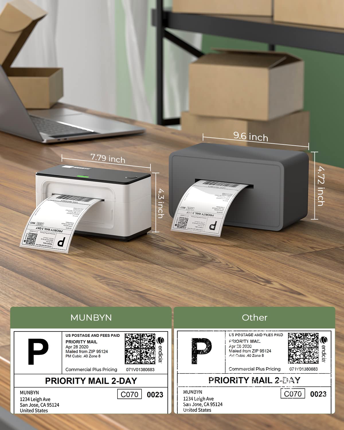 MUNBYN P941 4x6 Thermal Shipping Label Printer, USB, Monochrome