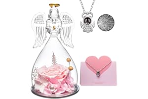 ANWEAO Angel Preserved Roses, Birthday Gifts for Women, Mom, Grandma, Wife, Christmas Glass Angel Doll Gifts, Wedding Gifts, Valentines Day Gifts, Mothers Day Wishes Gifts