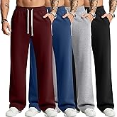 August Alley 4 Pack Men's Sweatpants Drawstring Open Bottom Joggers with Pockets Elastic Waist Lounge Athletic Gym Pants
