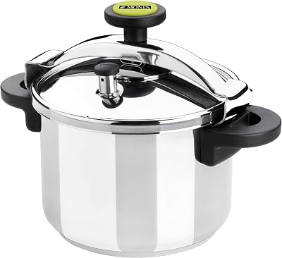 Panela de pressão tradicional monix classica 6 litros, aço inoxidável, 22 cm, cinza