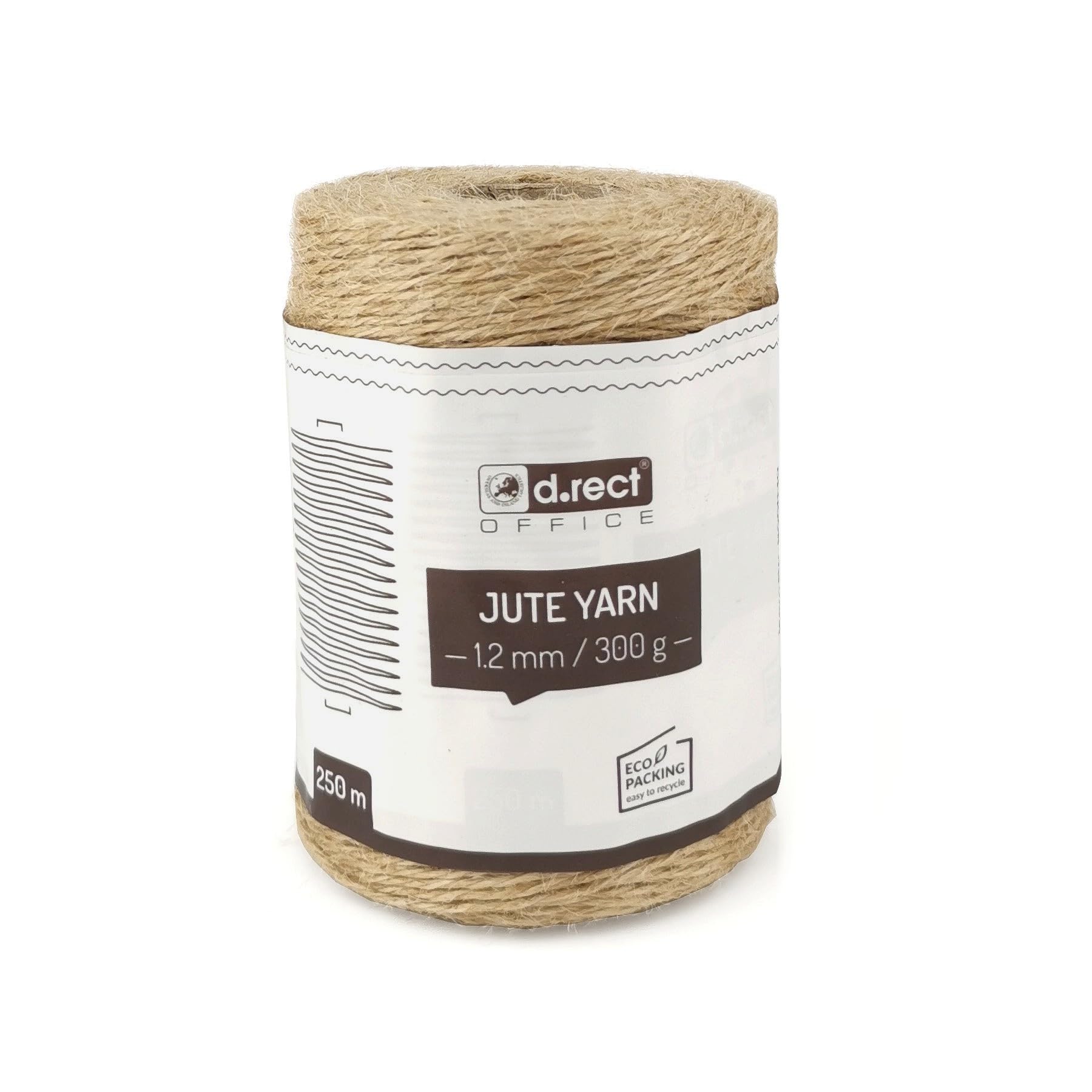 D.RECT Jute Cord - Packing & Gift Ribbon - Craft & Decorative Cord - 1.2 mm, 250 m Spool, Beige