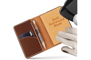RAW HYD Refillable Golf Scorecard Holder–Full Grain Leather Golf Yardage Book Cover w/Golf Scorecard Book, Pencil Holder & Card Slot–Great Gift for Golfers-Unique Golf Gifts for Men & Women(Pen not included)