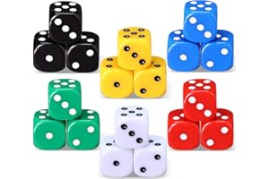 Seenelling 18 Pcs Casino Theme Party Dice Large Opaque Jumbo Acrylic D6 Dice for Casino, Craps, Table Games and Board Games(25 mm,Solid Color)