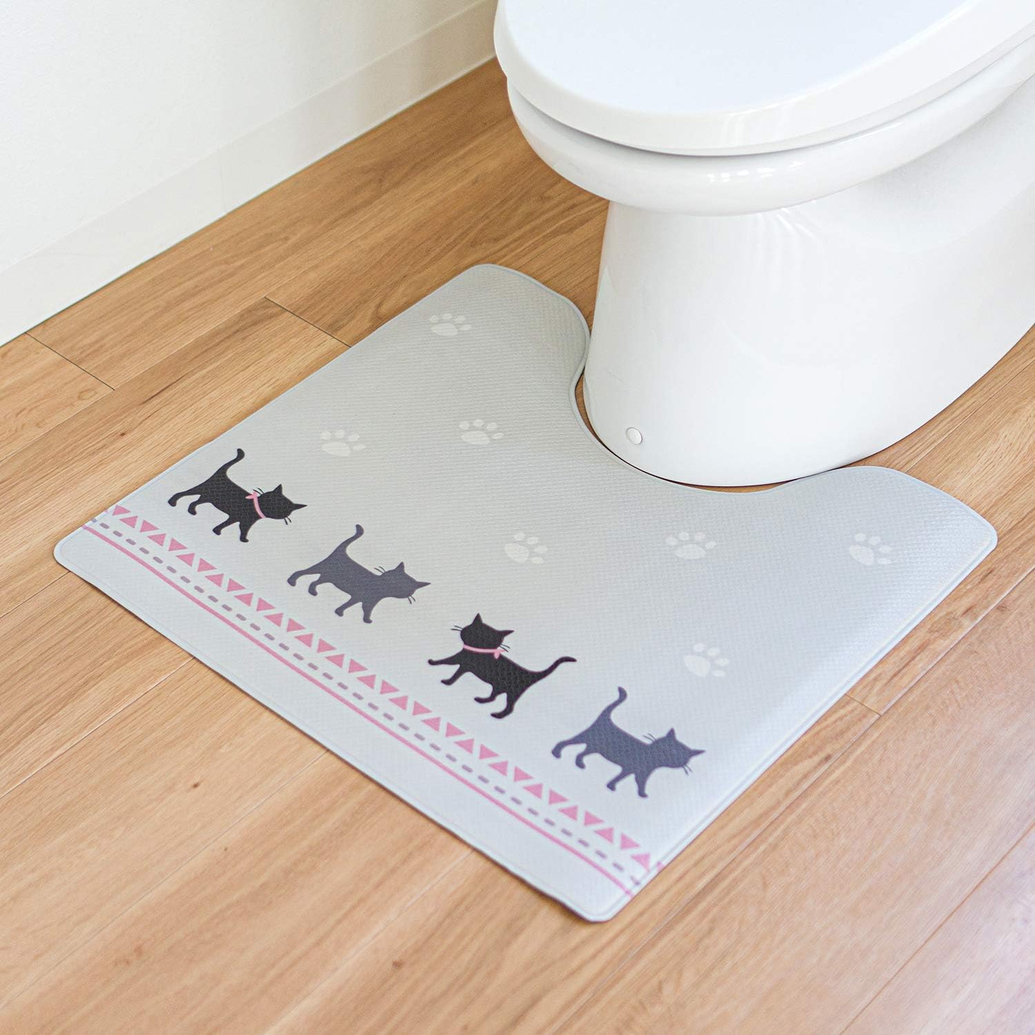 Amazon Co Jp オカ Oka 拭けるトイレマット 約55cm 60cm グレー キャット 拭くだけ Pvc ビニール ホーム キッチン