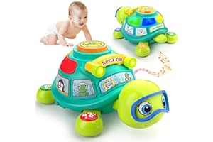 ToddlerCley Baby Toys 6-12 Months, Musical Turtle Baby Crawling Toys 7 8 9 10 Months, Light up Infants Tummy Toy, Bilingual Educational Turtle, Gifts Present for Christmas Baby 4 5 6 12 Month