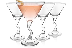 Libbey Z-Stem Martini Glasses Set of 4, Lead-Free Glasses with Z- Stem, Dishwasher Safe Martini Glasses Set for Parties