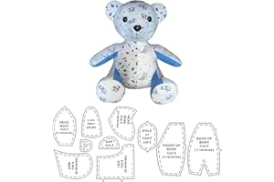 DARRENXJJ Memory Bear Template Ruler Set with Instructions, Memory Bear Sewing Patterns Template, Acrylic Quilting Template Cutting Set for Sewing Bear Pattern Template Home Sewing Art Craft (10 PCS (12 inch))