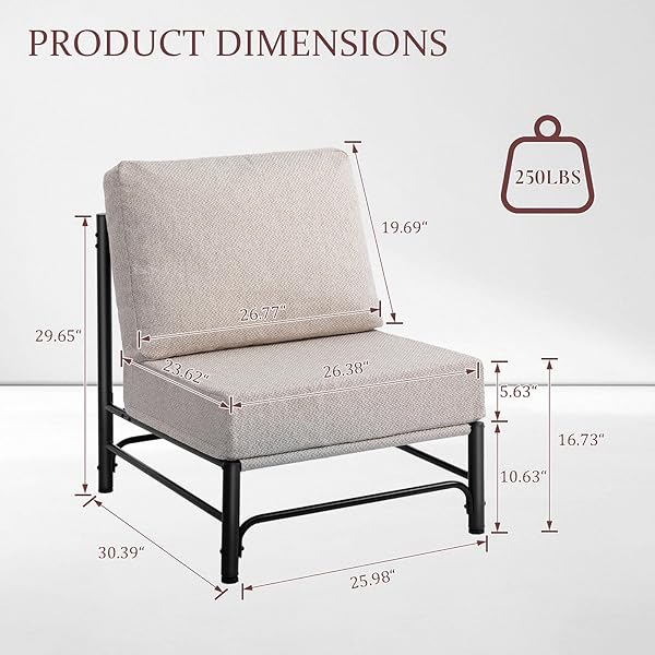 HOLLYHOME MID CENTURY MODERN ACCENT CHAIR, COMFY READING CHAIR WITH SOFT CUSHION, METAL FRAME FABRIC LARGE LAZY CHAIR, UPHOLSTERED LOUNGE SOFA CHAIRS FOR LIVING ROOM, BEDROOM, BALCONY, LIGHT CAMEL