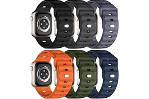 ADORIQUE Sport Bands 6-Pack Compatible with Apple Watch Ultra 3/2 Band 49mm 46mm 45mm 44mm 42mm, Wide Soft Silicone Wristbands Waterproof Strap Men for iWatch Series 11 10 9 8 7 6 5 4 3 SE Ultra