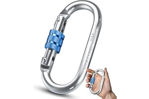 XTEK Climbing Carabiner Clip – UIAA Certified 25 kN 5620 LB, Large Heavy Duty Carabiners for Climbing: Oval-Shape, Screw Locking Steel Caribeener Clips, Hammocks, Hiking, Camping – Durable & Tested