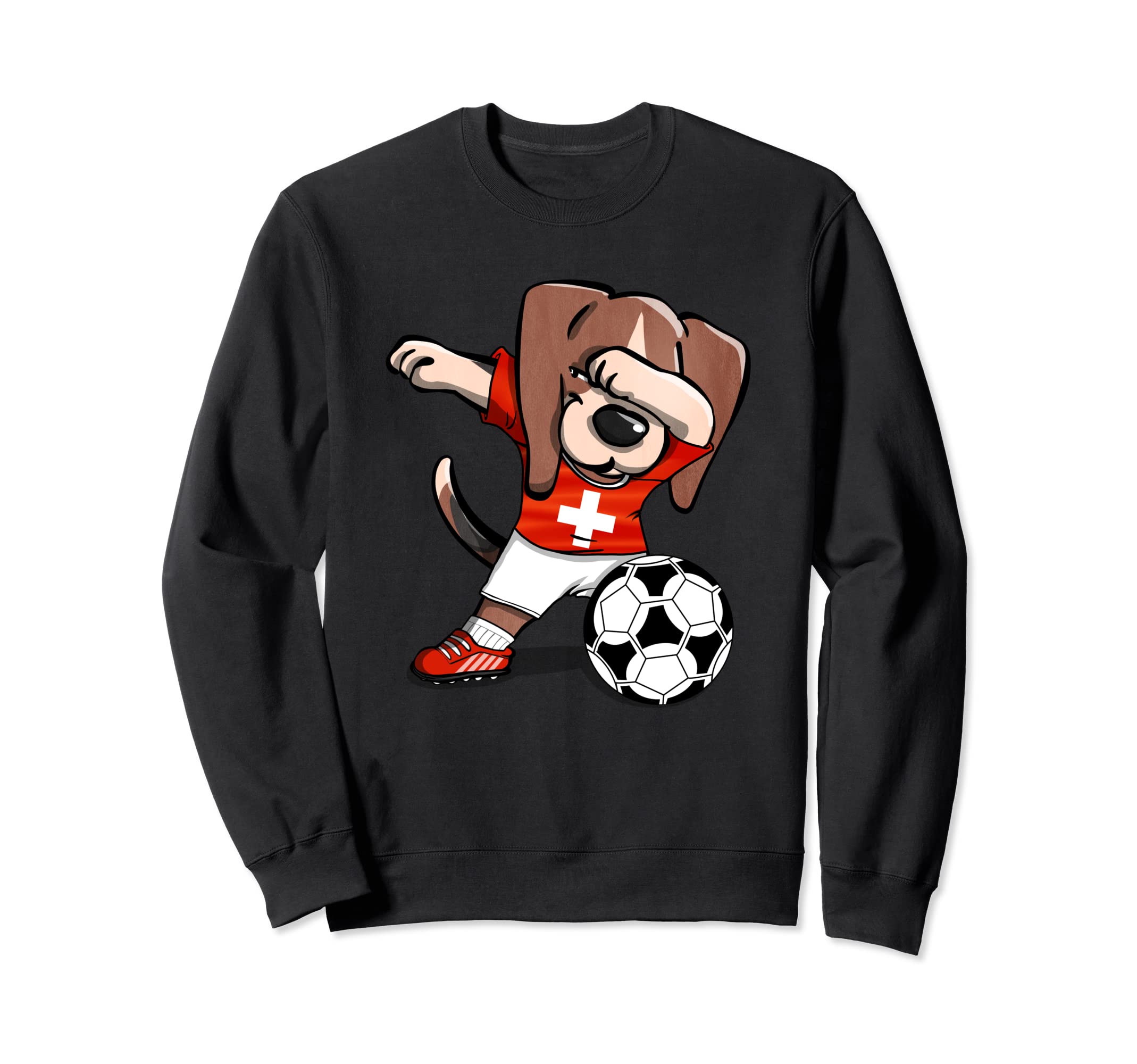 Dabbing Beagle Dog Switzerland Soccer Fans Jersey Swiss Flag Sweatshirt