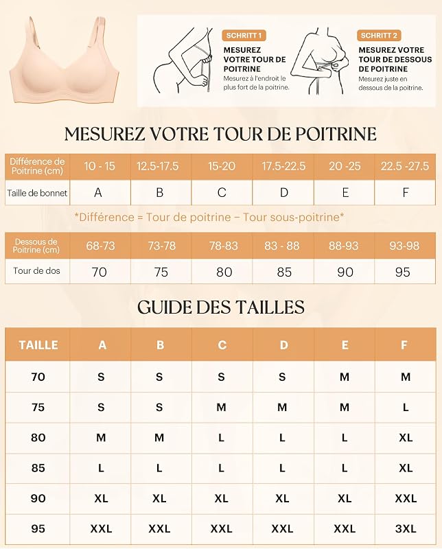 Soutien-Gorge sans Armature sans Couture avec Coussinets Beige L