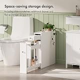 VonHaus Holbrook Slim Bathroom Storage Unit White Narrow Cabinet with Drawer view 3