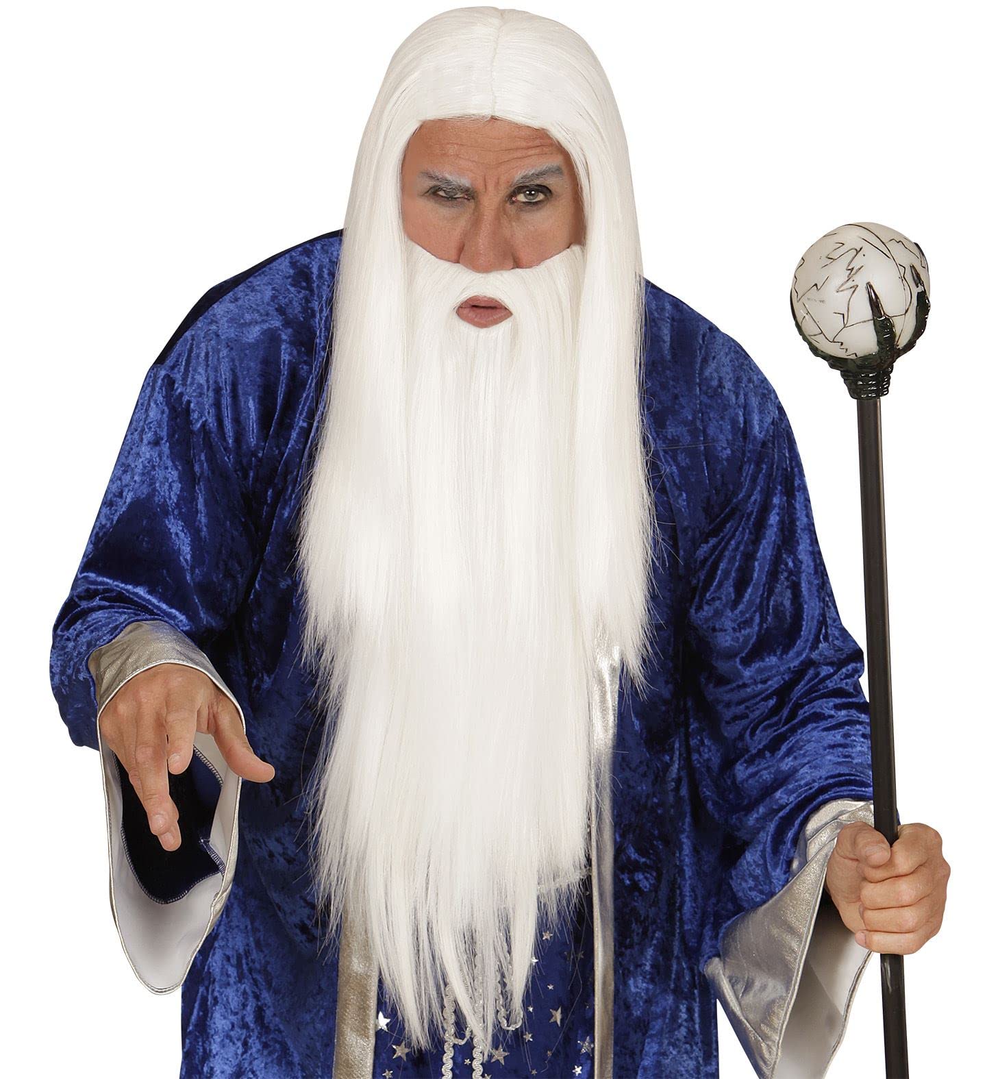 Widmann White Wizard Wig & Beard Merlin Fairy Tale Halloween Fancy Dress Accessory