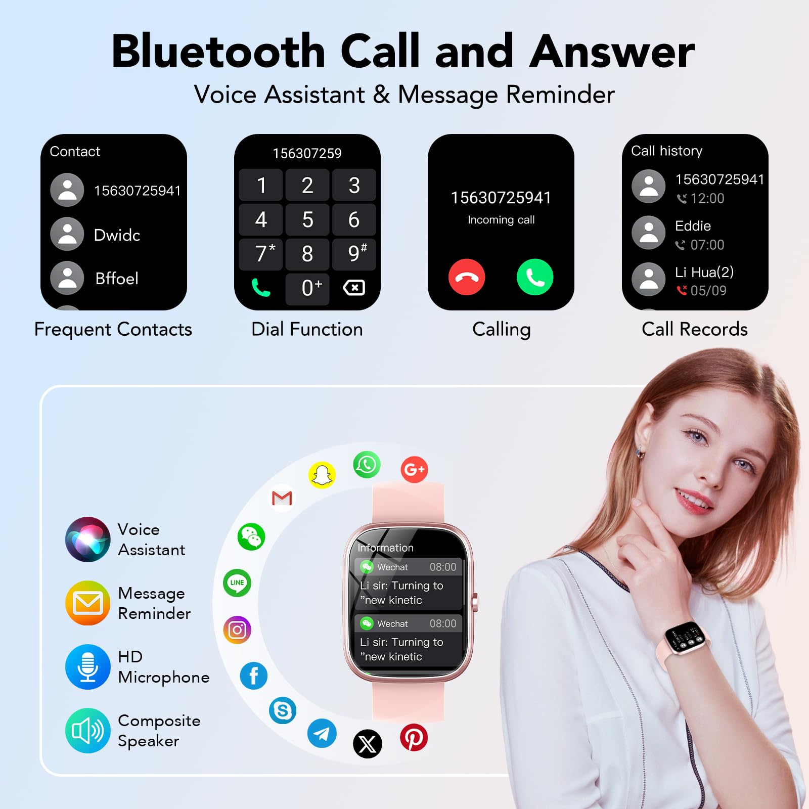 Smart Watch for Women (Answer/Make Call), 1.91" Smartwatch Fitness Activity Tracker, 100+ Sports Modes/Heart Rate/Sleep Monitor/Pedometer/Calories, IP68 Waterproof Fitness Watch for Android iOS - Image 2