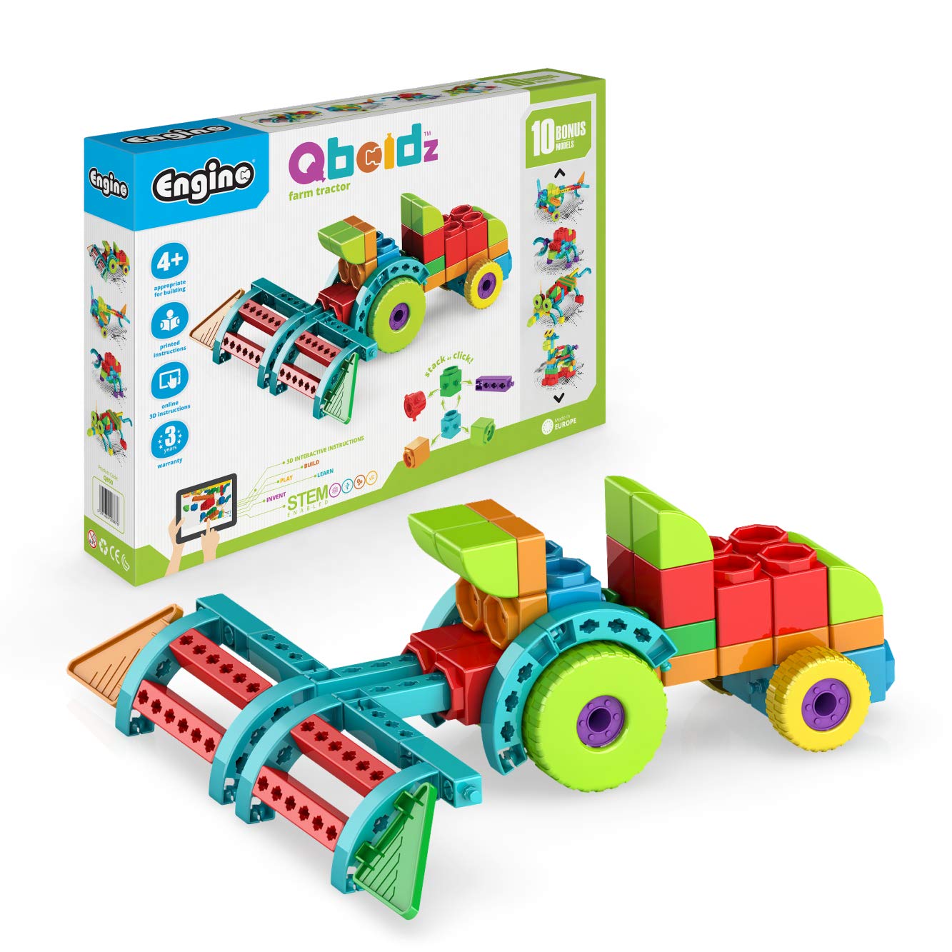 Engino Qboidz Farm Tractor with 10 Bonus Models Toy Kit