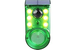 SENKEFEI SS Solar Outdoor Motion Sensor Alarm - Ultrasound & Alarms 129db Motion Detector Loud Noise Maker,Strobe Light,for Home, Villa,Yard,Chicken coop,Farm,Barn.4 Work Modes.Say Goodbye to The Intruders 1Pack