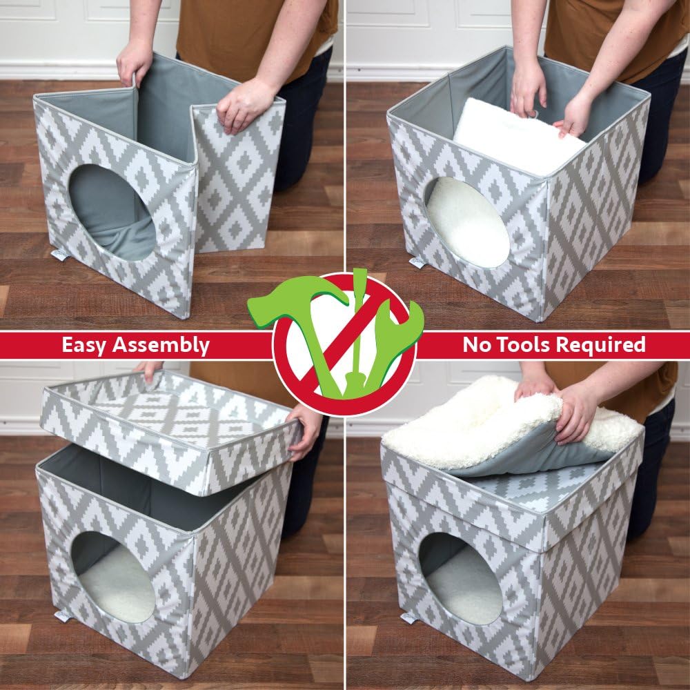 Kitty City Large Cat Bed, Stackable Cat Cube, Indoor Cat House/Cat Condo : Pet Supplies