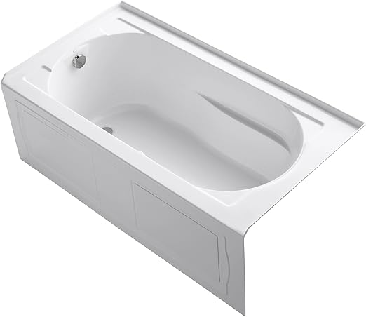 Kohler K-1357-GLAW-0 Devonshire Three-Wall Alcove Bath Tub with