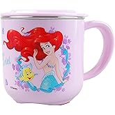 Everyday Delights Disney Princess Ariel Mermaid Durable ABS Stainless Steel Cup with Lid, 250ml, Purple