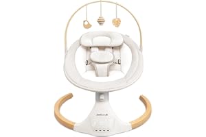 Jool Baby Nova Nature Baby Swing for Newborns with Natural Wood Toys, Electric Motorized Infant Swing, Bluetooth Music, Remot