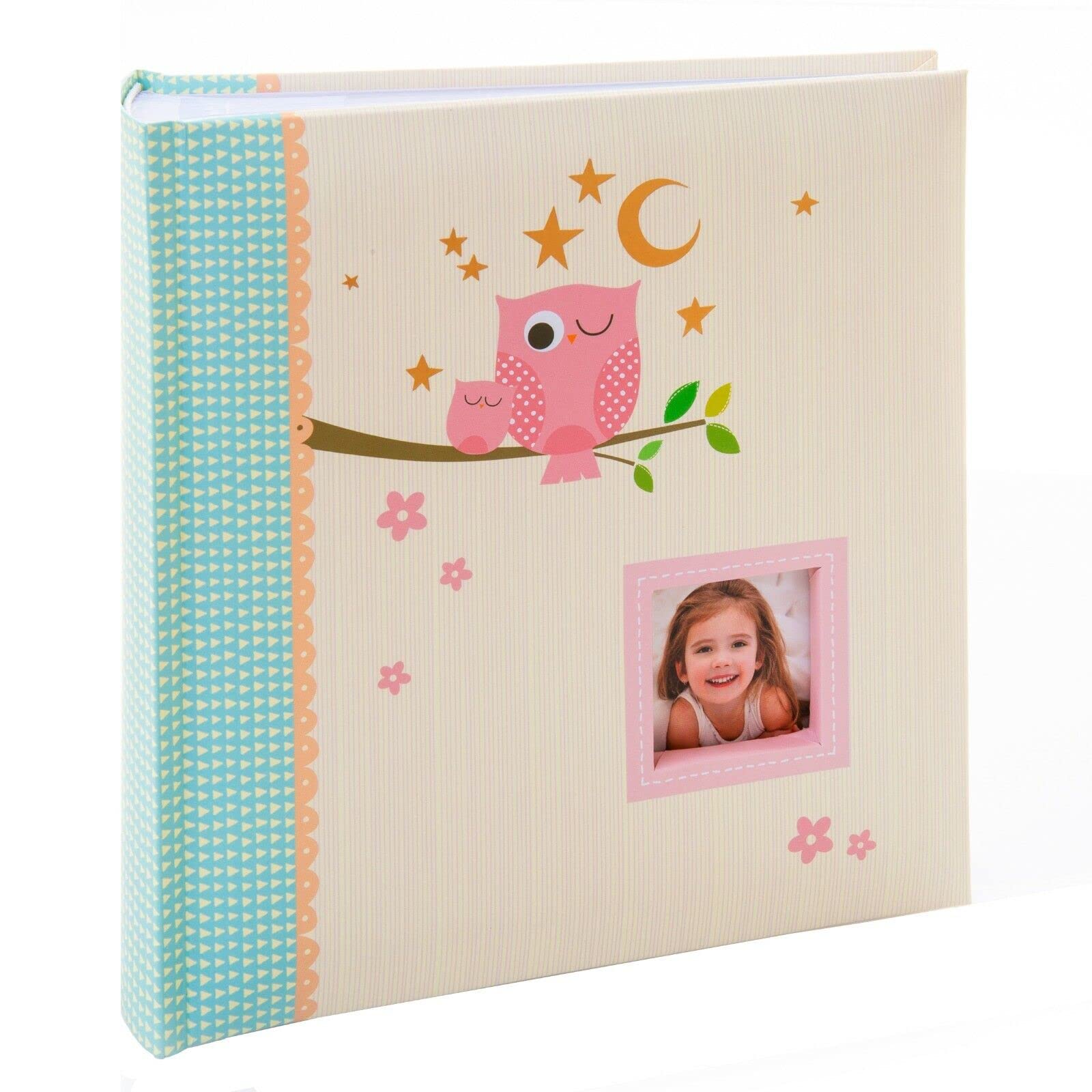 Kusso Childrens Photo Album Pink Sleepy Owl Design 200 Photos 6x4 Inch / 10x15cm Personalise with a Favourite Photo for Babies Toddlers and Kids