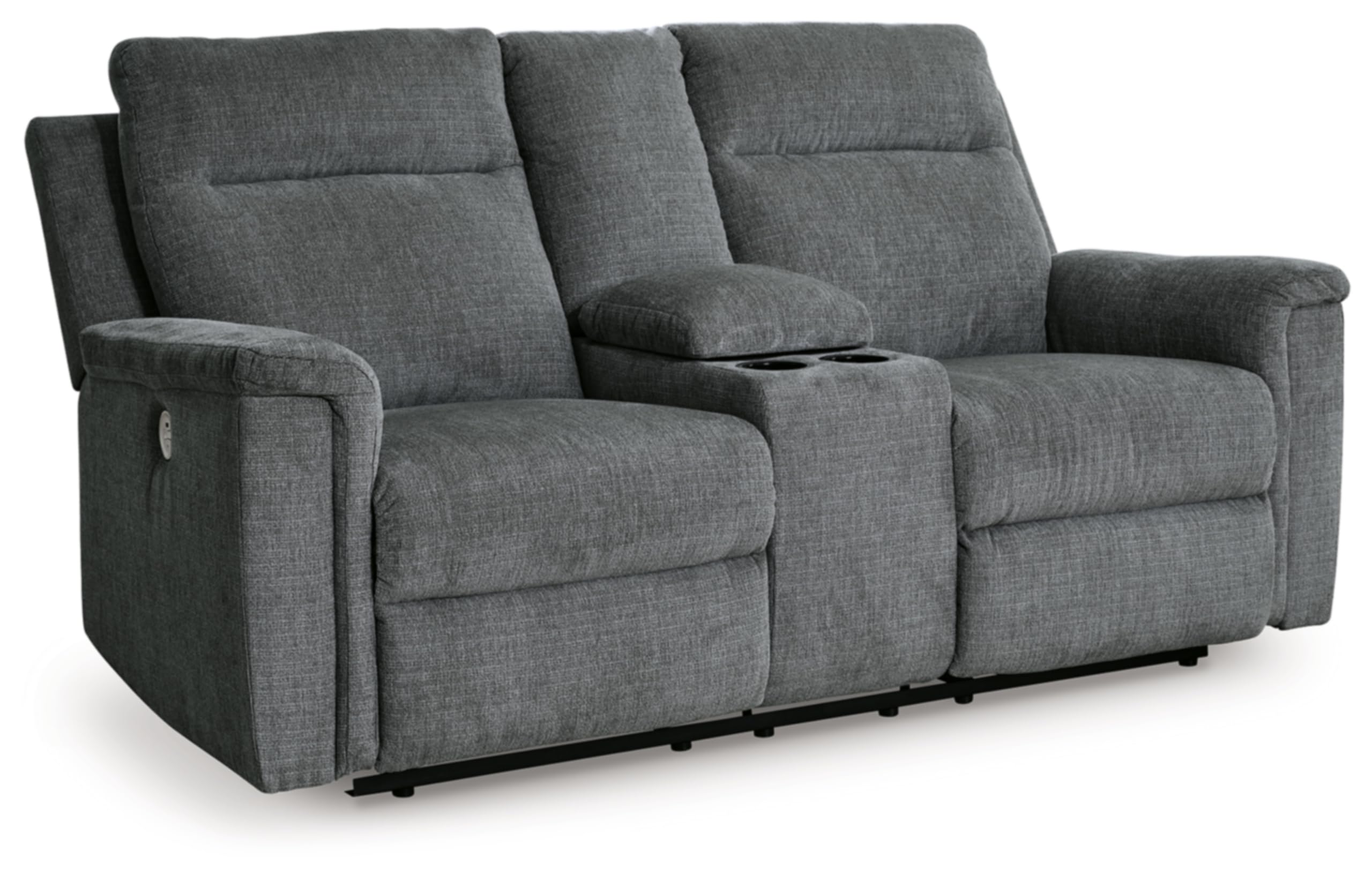 Photo 1 of ****PRE- ASSEMBLED/ HAS HOLE & STAINS***** Signature Design by Ashley Barnsana Minimalist Power Reclining Loveseat with Console and USB Charging Ports, Gray