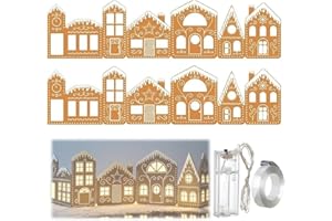 DIY Foldable Christmas Gingerbread House Cardboard Kit with LED Lights, Make a Xmas Gingerbread House Craft Decor Kit, Villag