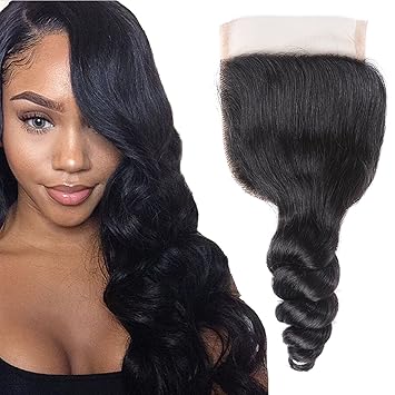 Brazillian Hair Loose Wave Lace Closure Size 4x4 Li Queen Loose