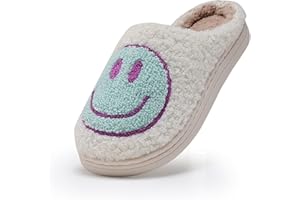 COVS Cute Kids Smile Face Slippers for Girls Boys Soft Plush Happy Face Slippers Non-Slip Toddler Warm House Slippers Little kids smile slippers Indoor Outdoor