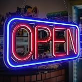 Open Signs for Business,32x16 inch Large Bright Open Sign Neon Led Lighted,Remote Control & Flashing Mode for Window Door Bar Coffee Salon Store,ON/OFF Switch B/Y