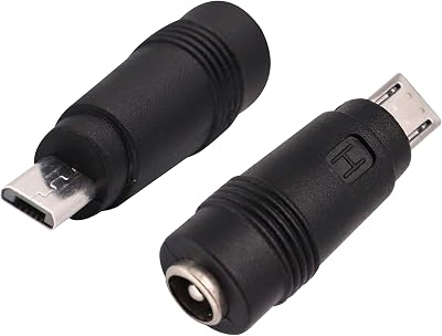 AAOTOKK DC 5.5x2.1mm Female to Micro USB Male 5V Power Adapter Cable 2 Pack