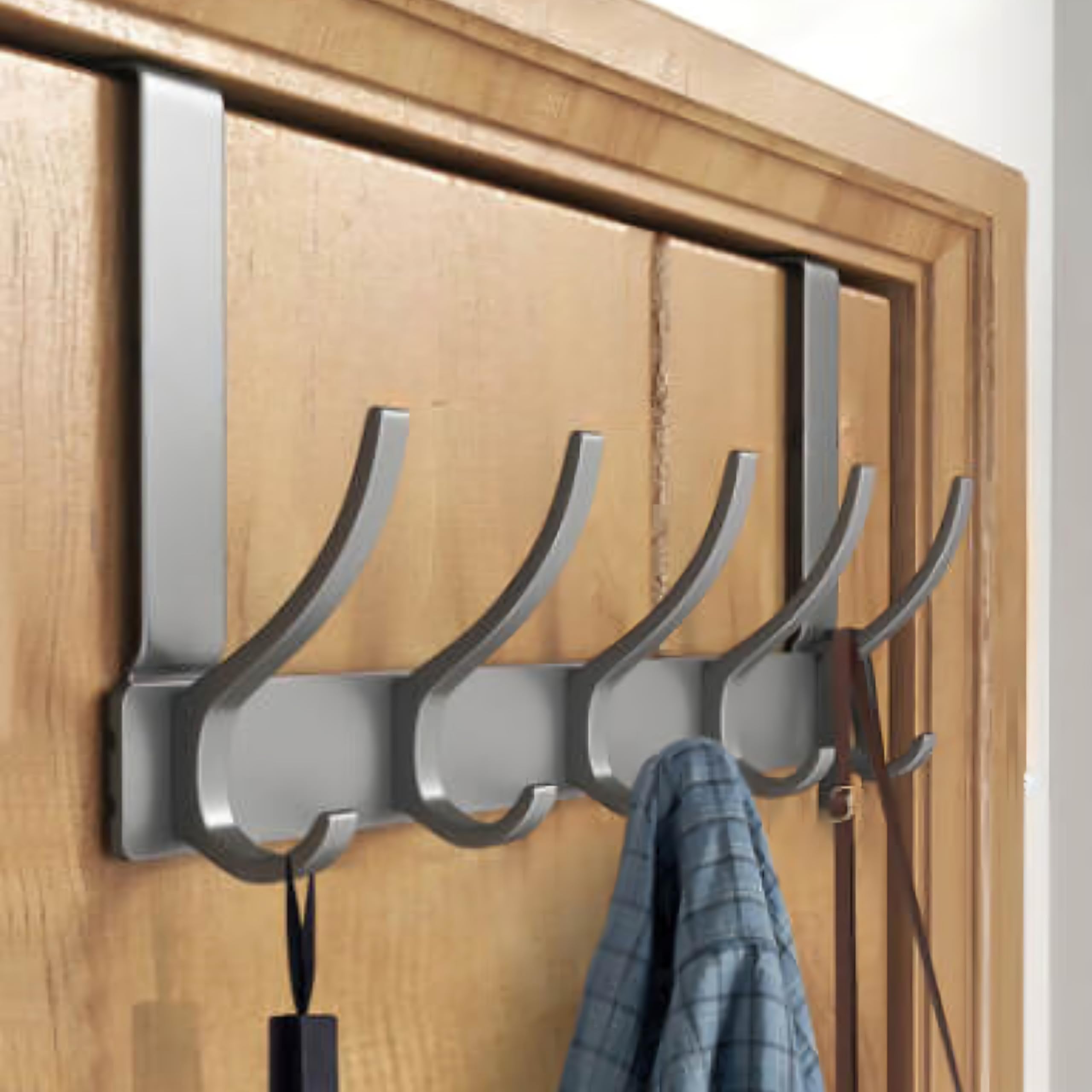 Eaglez Grey Over Door Hooks with Aluminum Material Having 10 Segments Over Door Hanger Clothes, Hat, Hangers, Robes, Purse, Towel, Keys, Overdoor Hook Hanger Having Size (12.5inches x 7inches)
