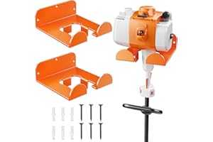 POKIPO Weedeater Hanger, 2 Pack Garage Organize Grass String Trimmer Rack, Heavy Duty Metal Weed Eater Holder Wall Mount Save Space, Garden Tool Storage Rack Loads 25lbs, Weed Wacker Hooks for Garage